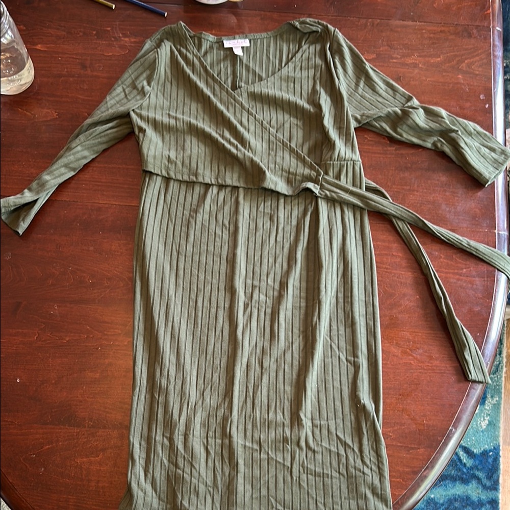 Maternity Olive Green Wrap Dress